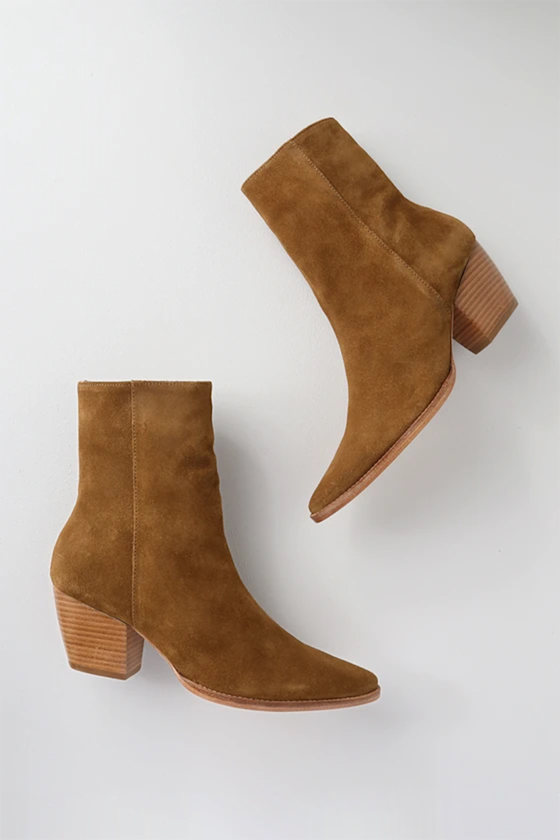 Caty Fawn Suede Leather Mid-Calf Boots 6