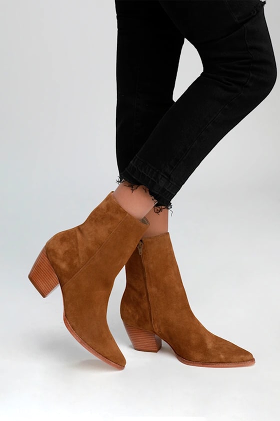 Caty Fawn Suede Leather Mid-Calf Boots 7