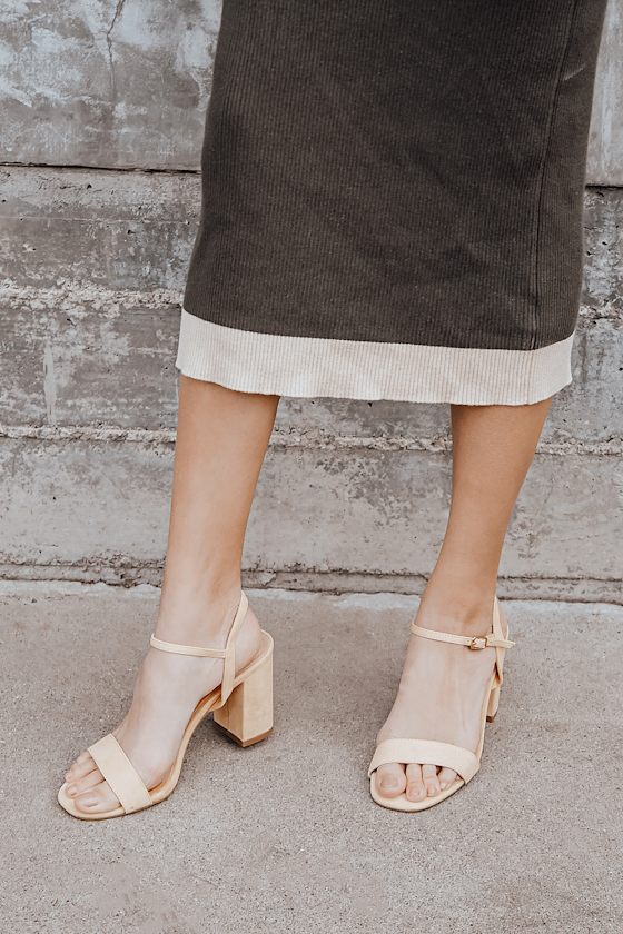 Arya Light Nude Suede High Heel Sandals 1