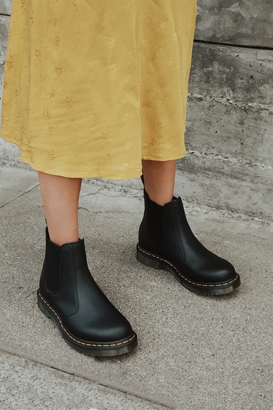 Dr. Martens 2976 Black Nappa - Leather Chelsea Boots - Cool Boots - Lulus