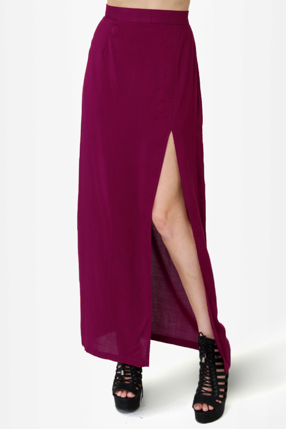 She\\\'s Got Legs Burgundy Maxi Skirt