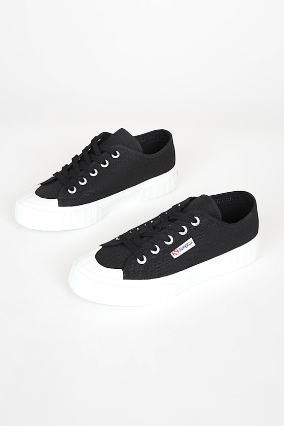 2630 Stripe Black and White Canvas Sneakers 1