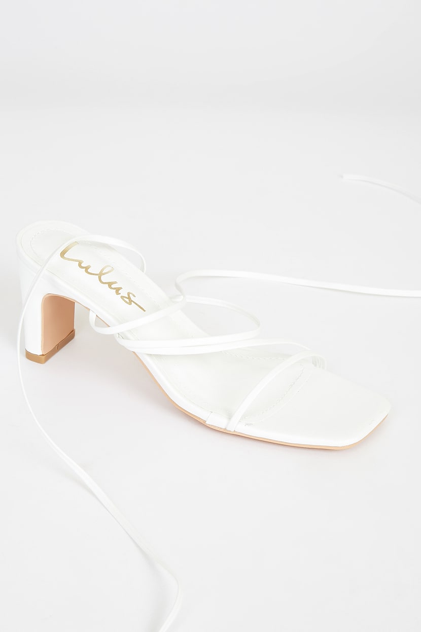 Aliah White Lace-Up High Heel Sandals