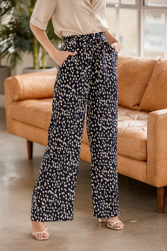 navy blue paperbag trousers