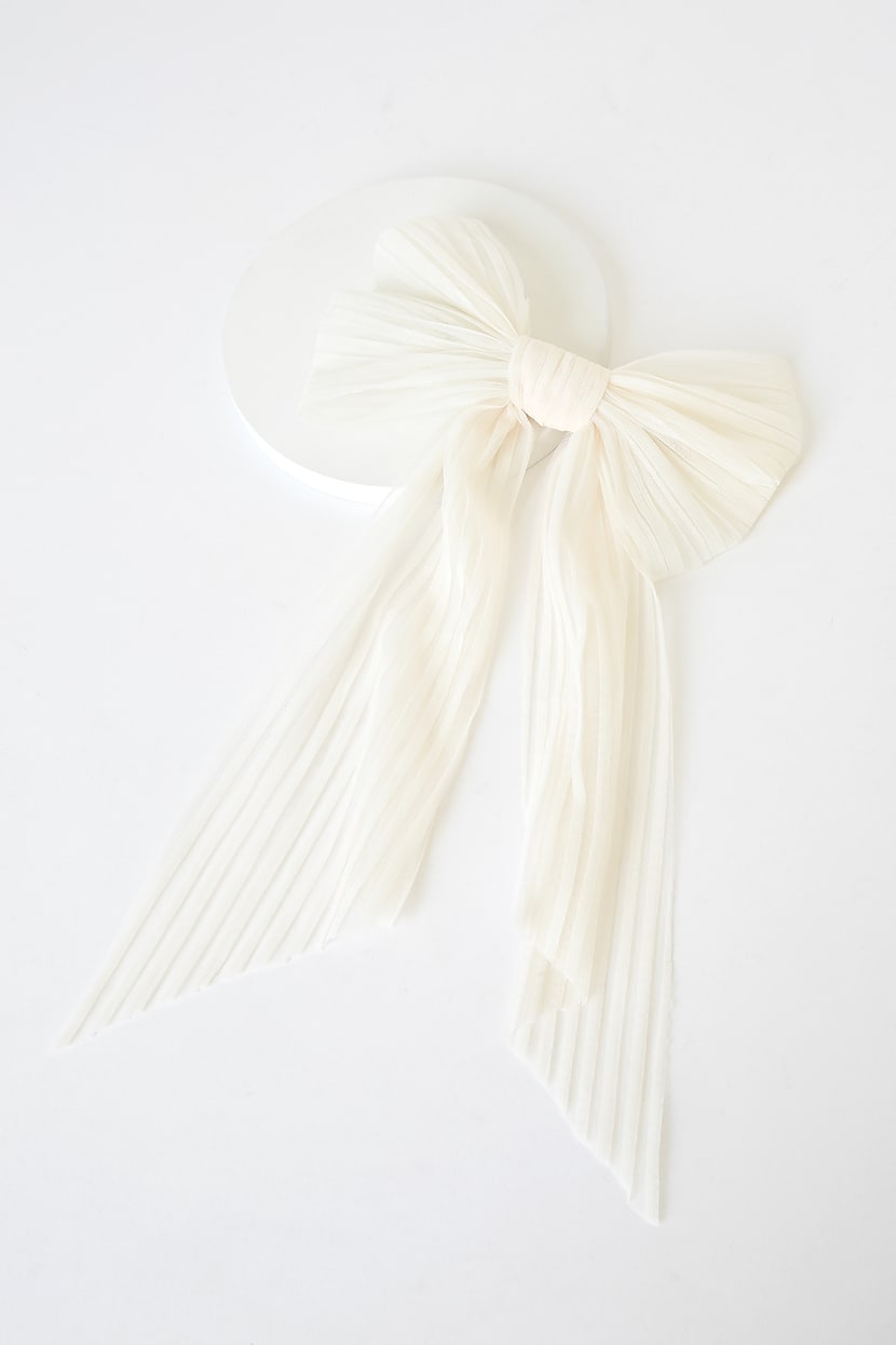 White Bow - Pearl Hair Bow - Tulle Bow - Hair Clip - Bow Clip - Lulus