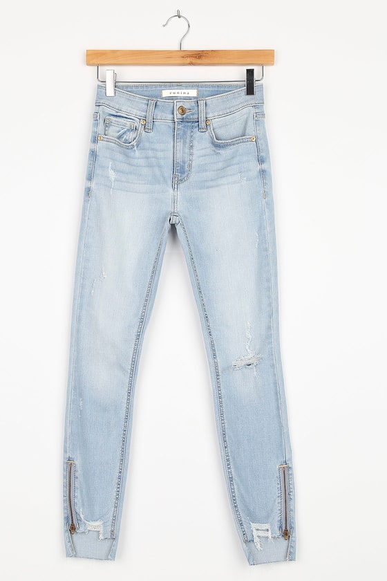 high rise light wash jeans