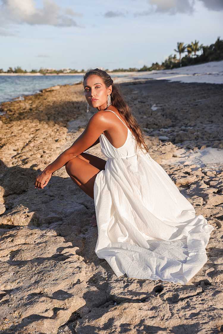 white strappy beach dress Iris White Ruffle Mesh Mini Dress - US 12 main image 0