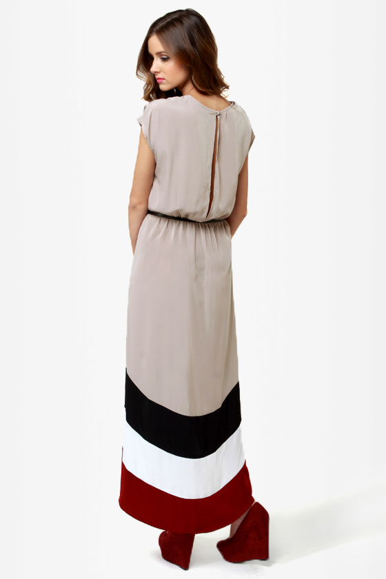 Perfect Pitch Taupe High-Low Wrap Dress