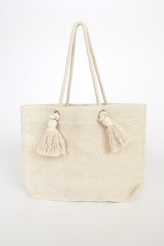 Cute Cream Bag - Woven Tote Bag - Summer Tote Bag - Lulus