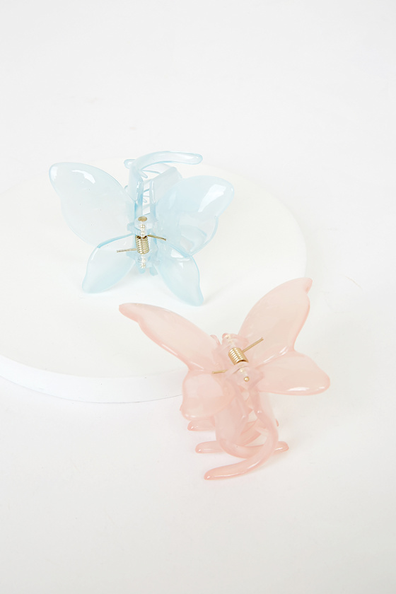 Fly With Me Pink Multi Butterfly Hair Clip Set 2