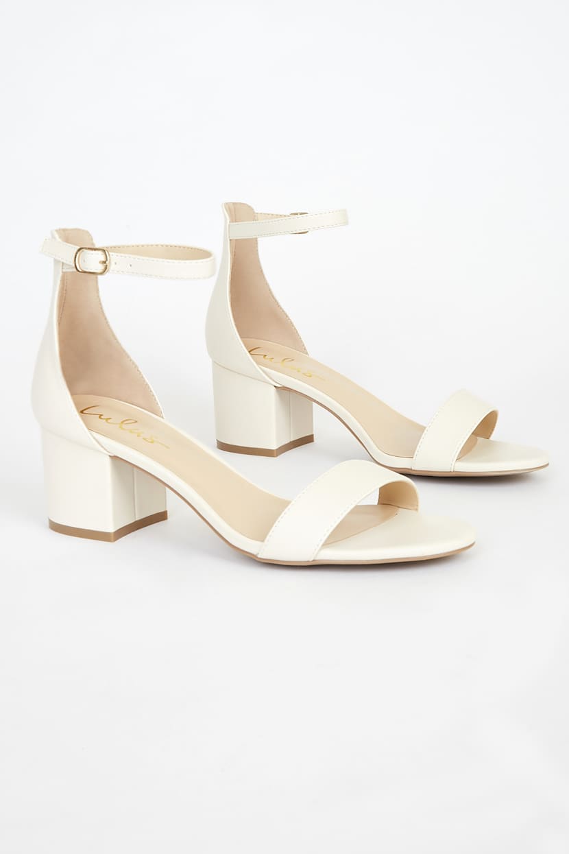 low heel sandals white