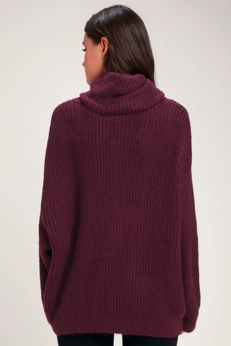 This Apt. 9 overlay dark plum purple sweater with a black sheer