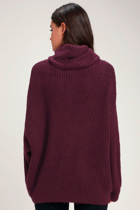 Conway Plum Purple Oversized Knit Turtleneck Sweater 8