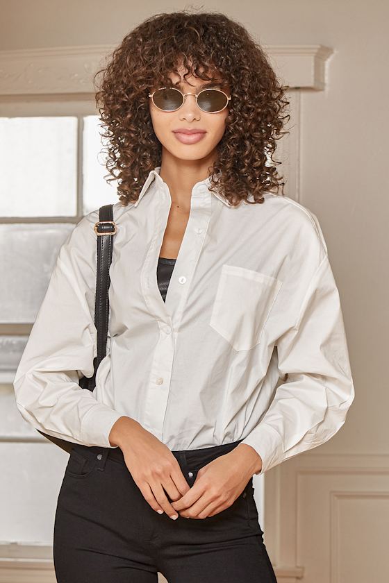 white oversized button up