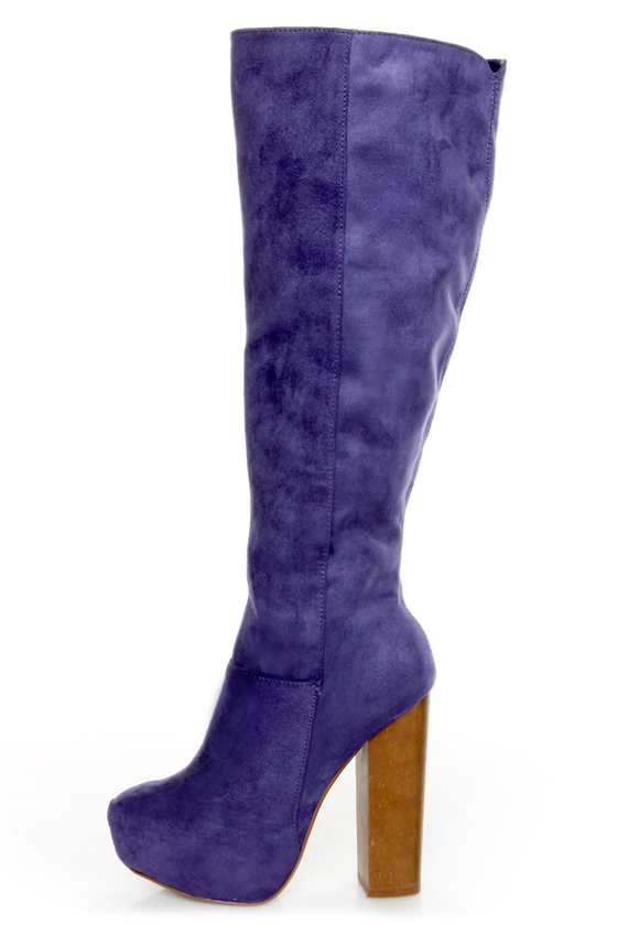 Ardiente Sole Freedom Plum Purple Platform Knee High Boots