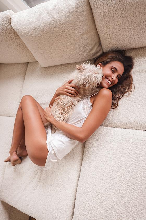 More Amour White Lace Satin Cami Top 6