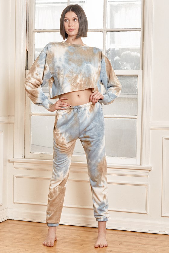 brown tie dye joggers