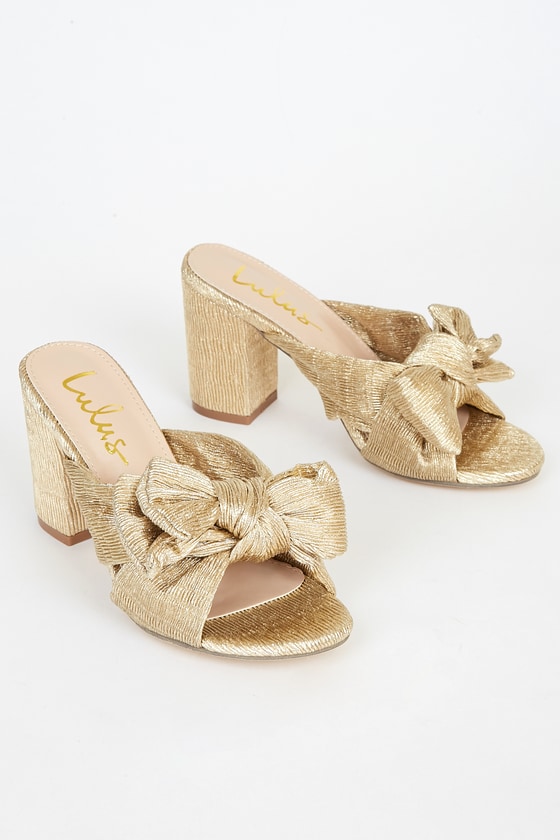 Cute Gold Sandals - High Heel Sandals - Bow Sandals - Lulus