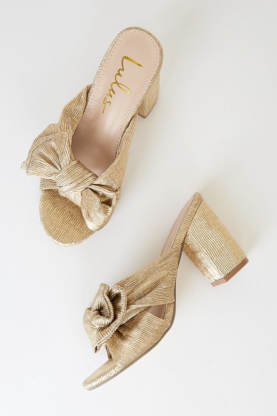 Dorothea Gold Knotted High Heel Sandals