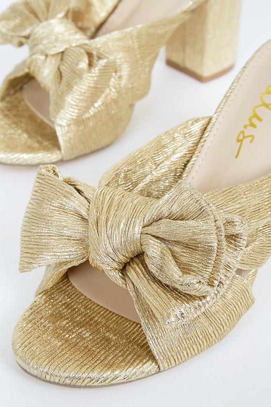 Dorothea Gold Knotted High Heel Sandals