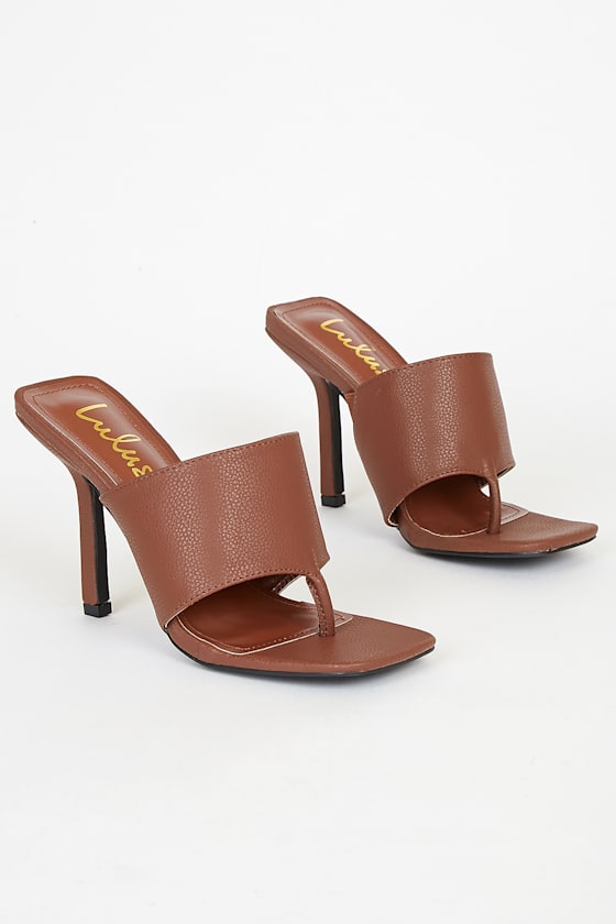 Loulin Brown Pebbled High Heel Sandals 2