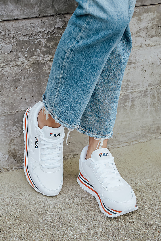 Orbit White Multi Striped Platform Sneakers