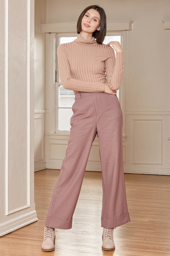 purple high waisted trousers