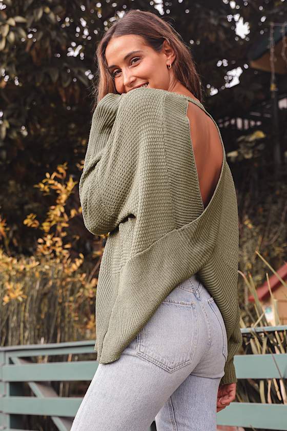 Cross Reference Sage Green Oversized Backless Sweater 9