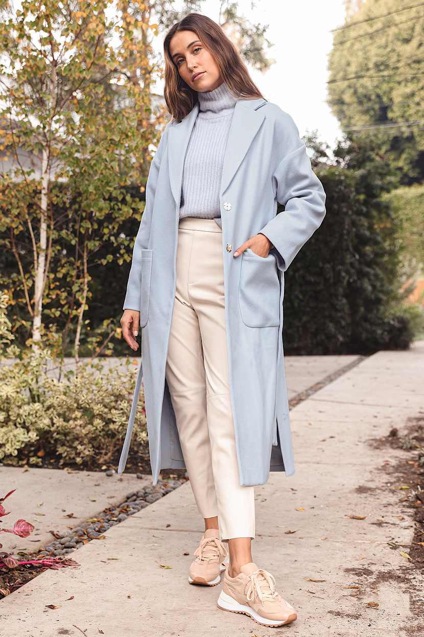 dusty blue coat womens