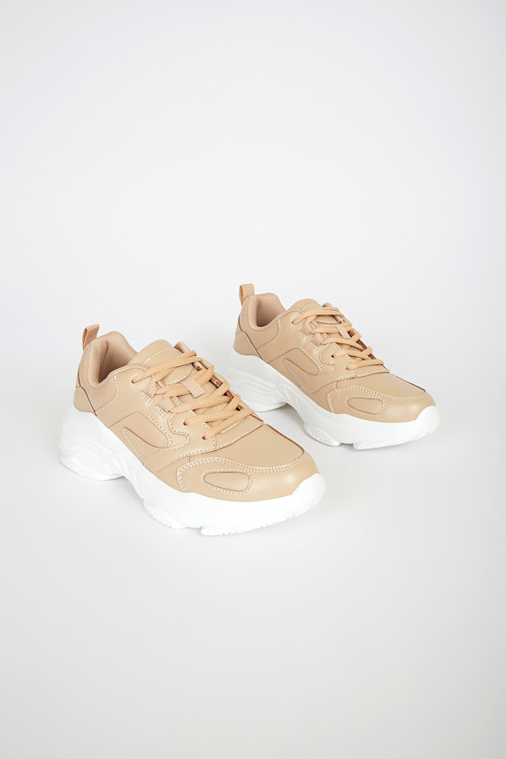 Gennifer Medium Nude Chunky Sneakers 1