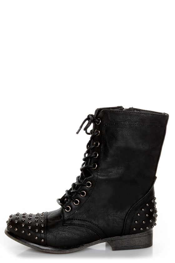 ladies black studded boots