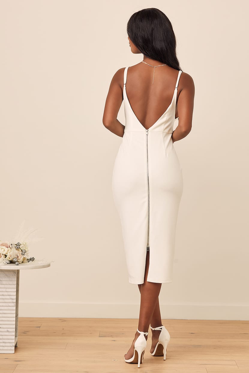 vrouw staart Respect White Midi Dress - White Cocktail Dress - Column Dress - Lulus