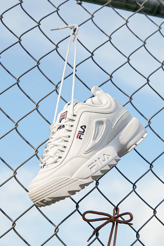 FILA Disruptor II Premium - Cool White Sneakers - Chunky Sneakers - Lulus