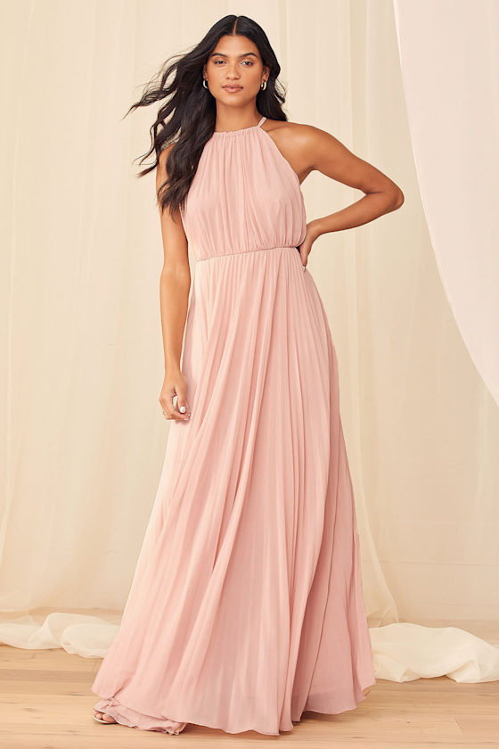 True Adoration Blush Sleeveless Pleated Maxi Dress 5