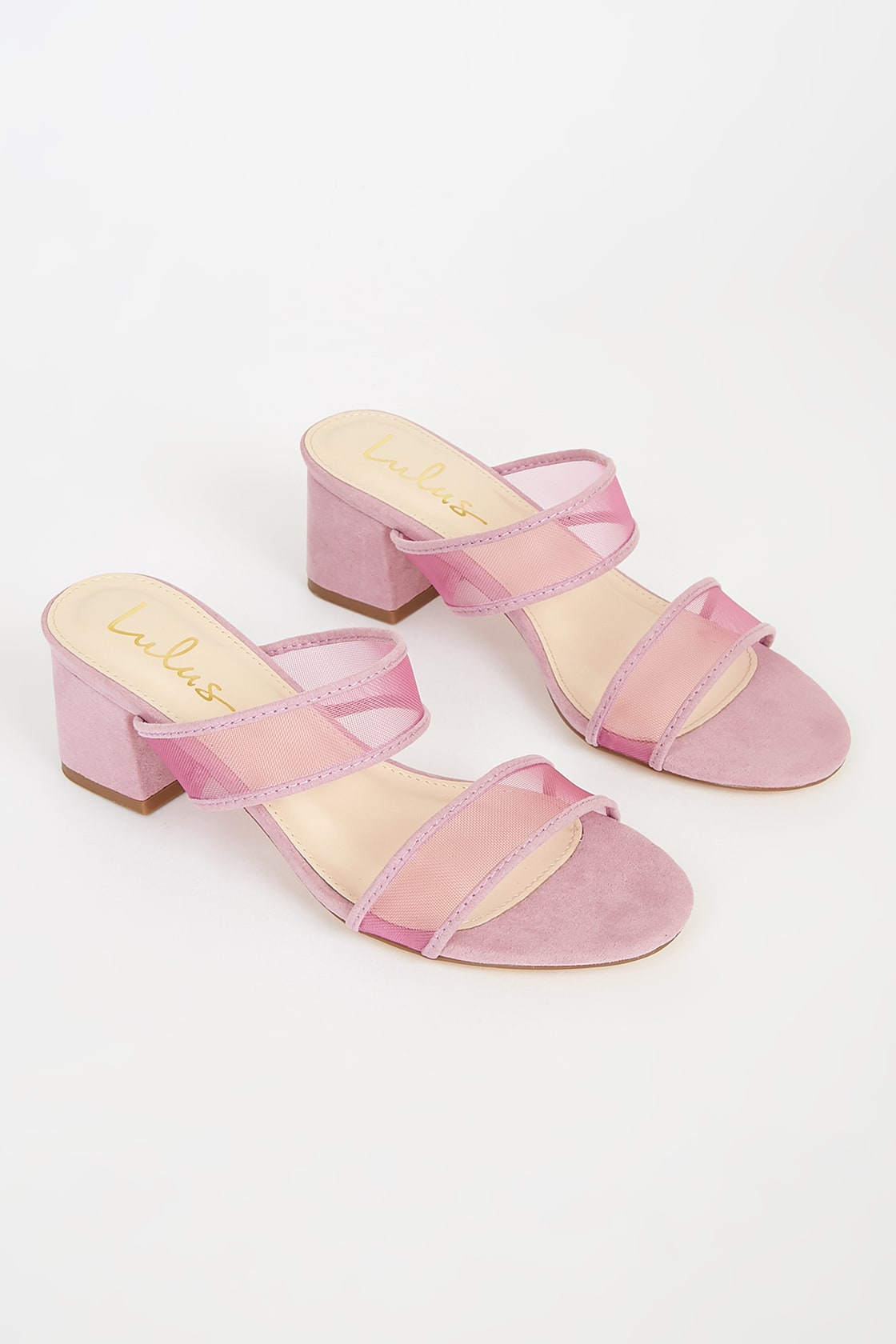Saar Lilac Suede Block Heel Slides