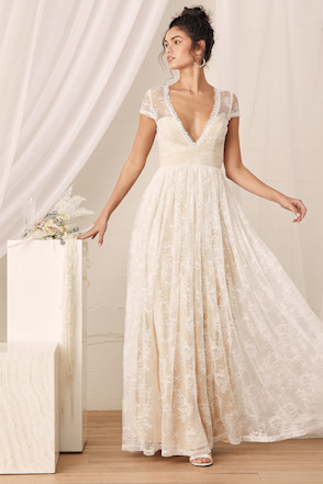 chinese dress ladies Luna Love Long Sleeve Mesh Maxi Dress Cream main image 0