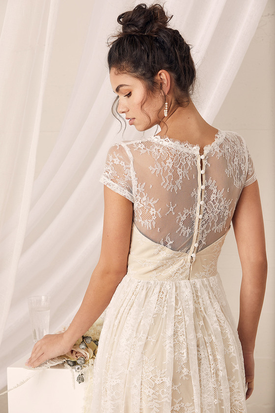 White Maxi Dress - Lace Maxi Dress - Short Sleeve Maxi Dress - Lulus