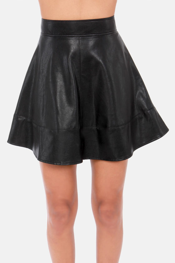Cute Black Skirt Vegan Leather Skirt Mini Skirt 43.00