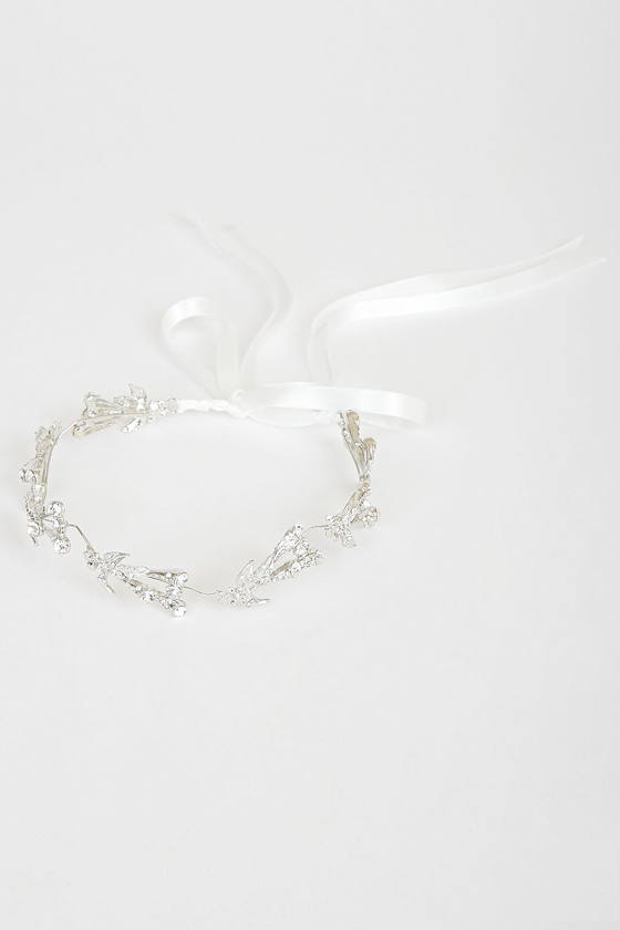 Cherished Moments Silver Rhinestone Headband 3