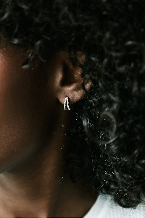 Our Little Secret Gold Rhinestone Mini Hoop Earrings 1