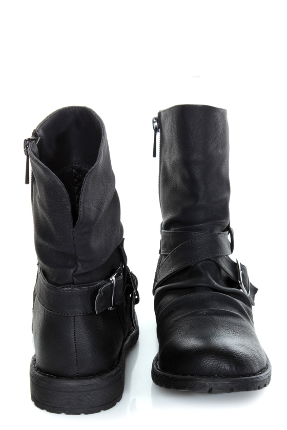 Bamboo Kacy 03 Black Slouchy Belted Ankle Boots