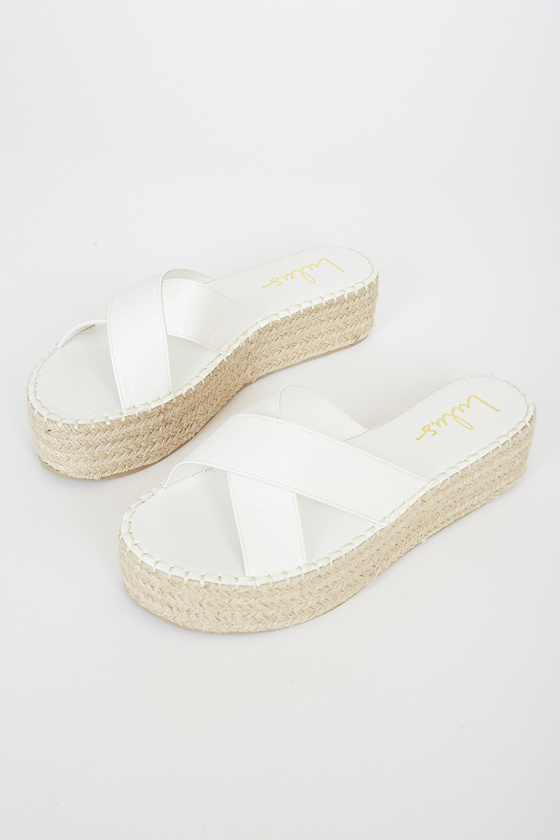 Kahli White Flatform Espadrille Sandals 1