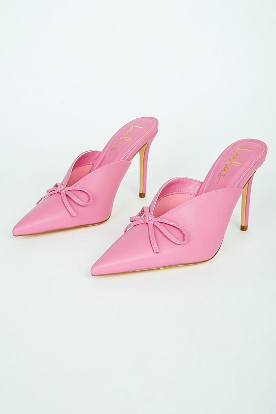 Cute Pink Heels PointedToe Pumps SlideOn Mules Pink Pumps Lulus