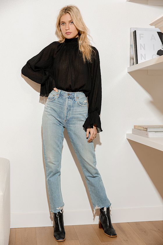Sweet Affections Black Sheer Long Sleeve Top 5
