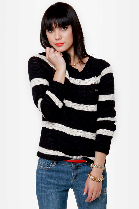 Volcom Lefty Loosey Black Striped Sweater