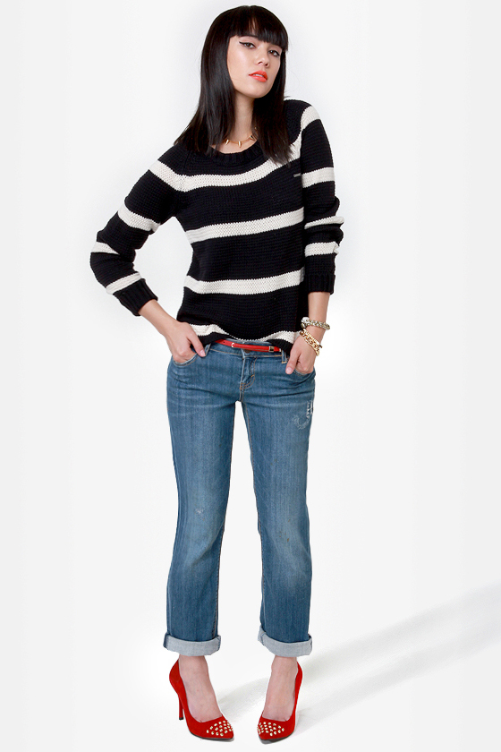 Volcom Lefty Loosey Black Striped Sweater