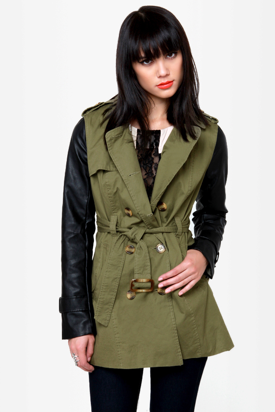 Hot on the Trail Green and Black Trench Coat