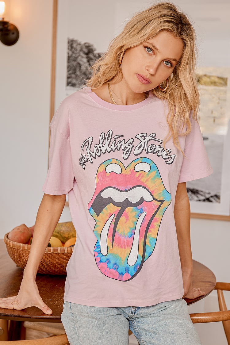 Pink Tie-Dye DAYDREAMER Tongue Stones Lulus Oversized - Rolling Tee -