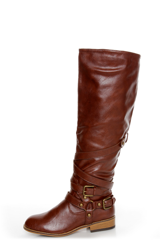 Bamboo Parksville 10 Brown Belted Motorcycle Boots