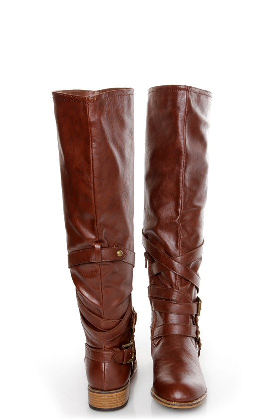 Bamboo Parksville 10 Brown Belted Motorcycle Boots